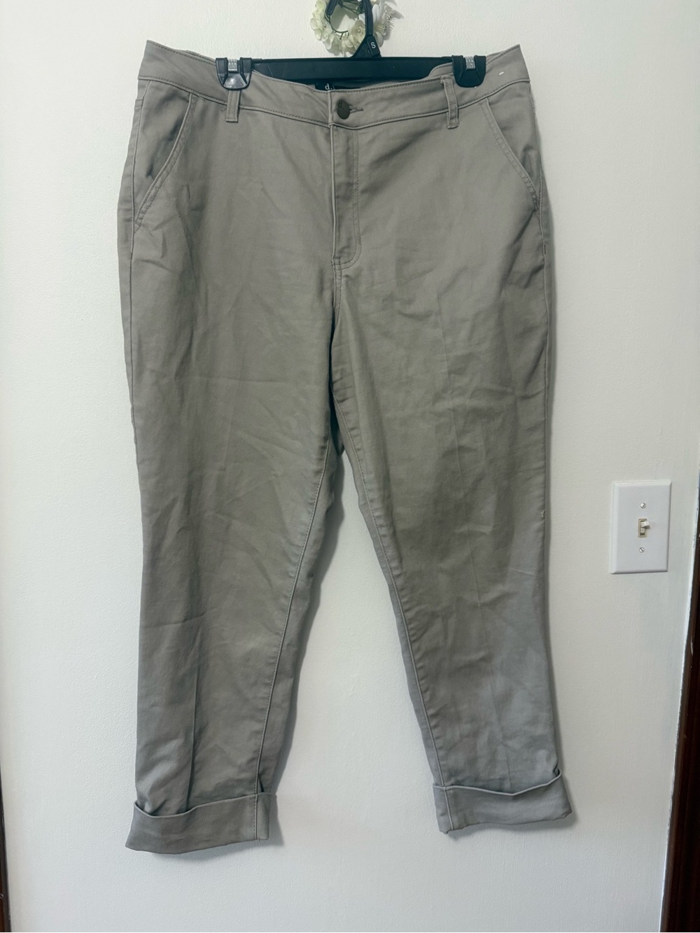 d. jeans Women's Chino Pants in Light Gray-Taupe